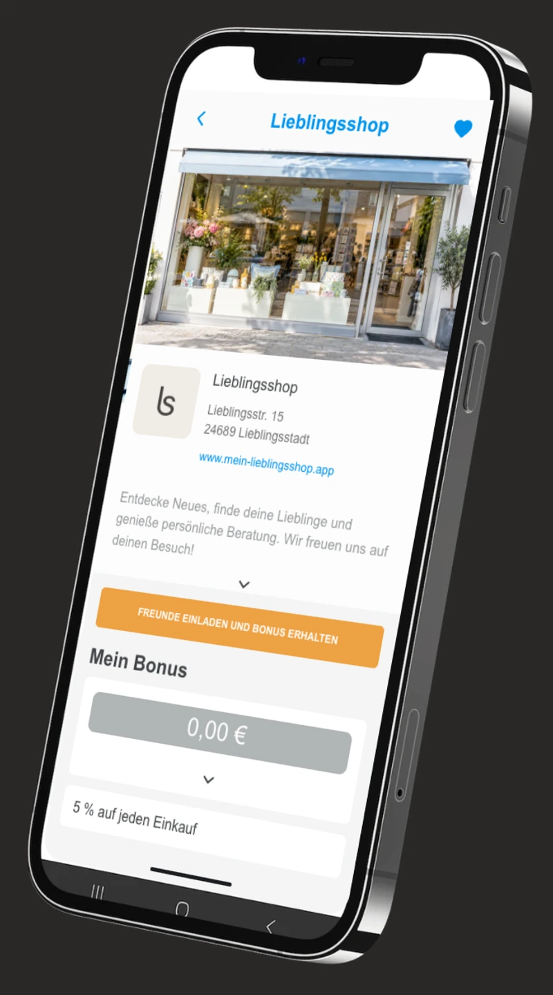 Die Shopfriend-App mit digitaler Kundenkarte und Bonusübersicht